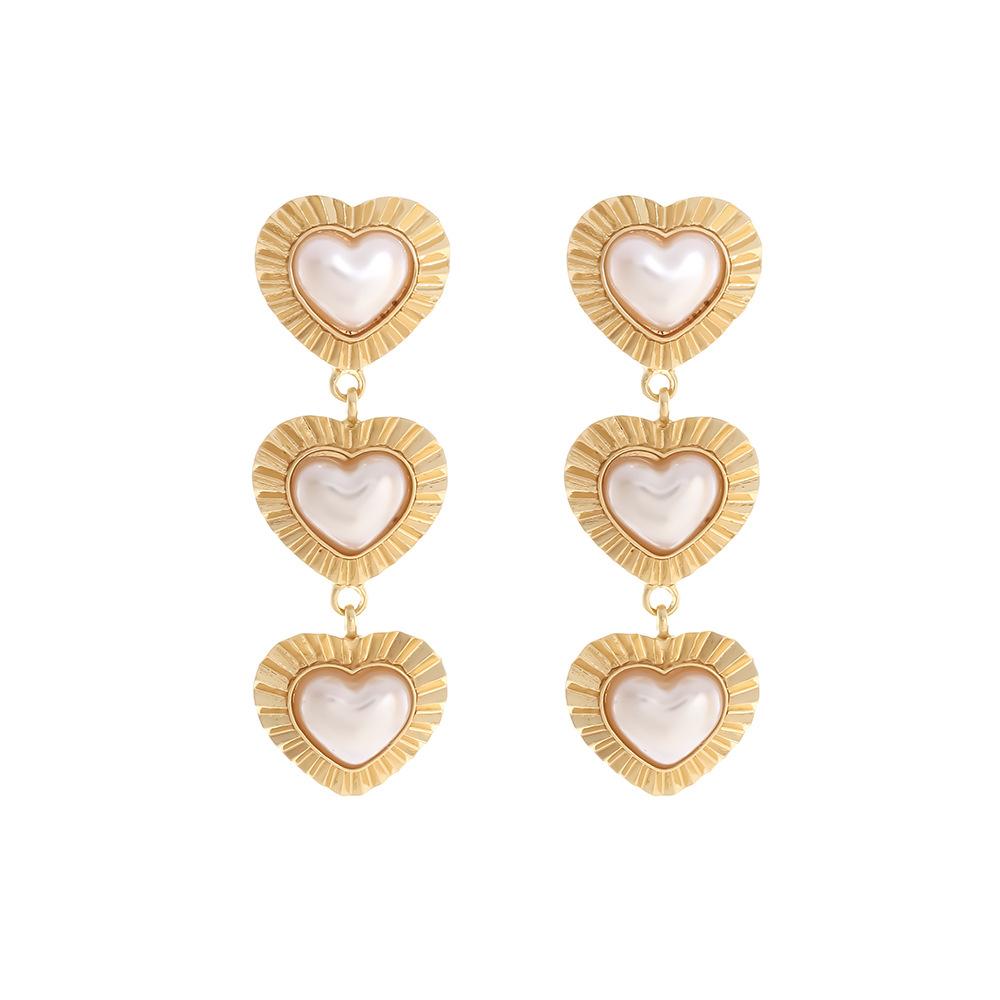 

Digadagu Faux Pearl Heart Dangle Earrings Simple Geometric Earrings New Women s Elegant Zircon Accessories