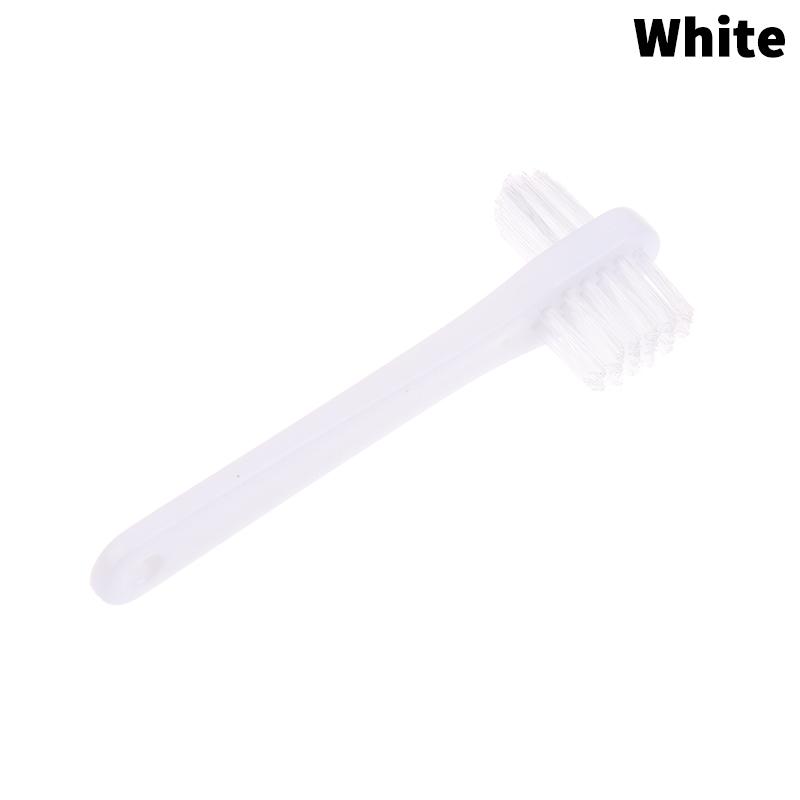 1Pcs Double Head Manual Toothbrush Portable False Teeth Cleaner Denture Care Supply In Blue Red White Colors
