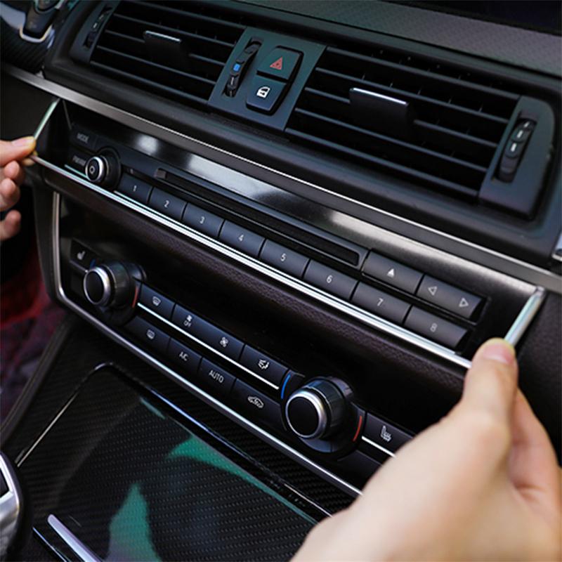 Car Styling Console Multimedia AC CD Panel Decoration Frame Cover Trim Strip Sticker For BMW 5 Series F10 Interior Accessories
