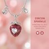Niche Red Strawberry Love Necklace Girl Clavicle Chain Love Zircon Pendant  Lady