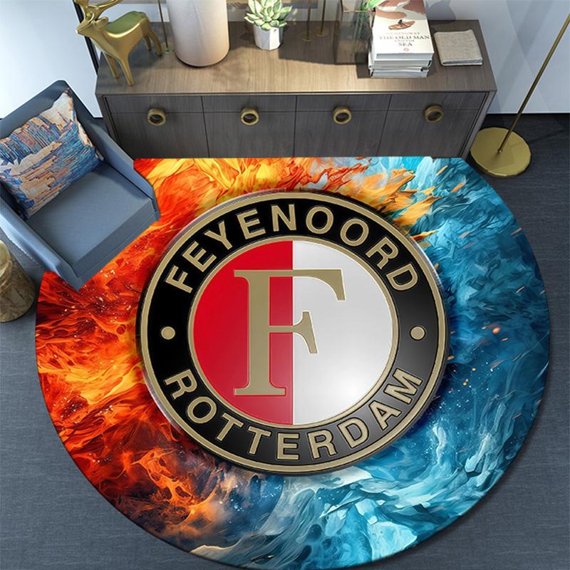 Feyenoord Rotterdam Round Area Rug,Carpet Rug for Living Room Bedroom Sofa Playroom Decor,Non-slip Floor Mat