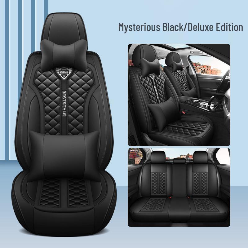 Universal Four-Season Cartoon Leather Car Seat Cushion Set for Five Seats