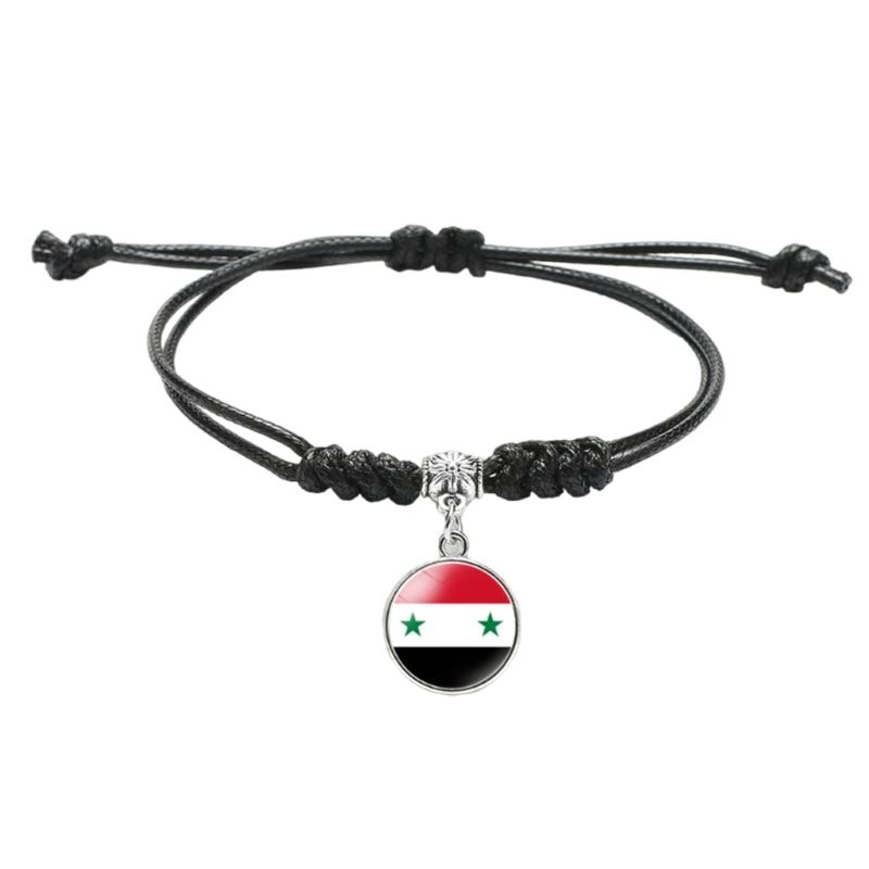 Handcrafted Black Syrian Flag Bracelet Showcasing Unique Craftsmanship and Cultural Identity for Fashion Enthusiasts