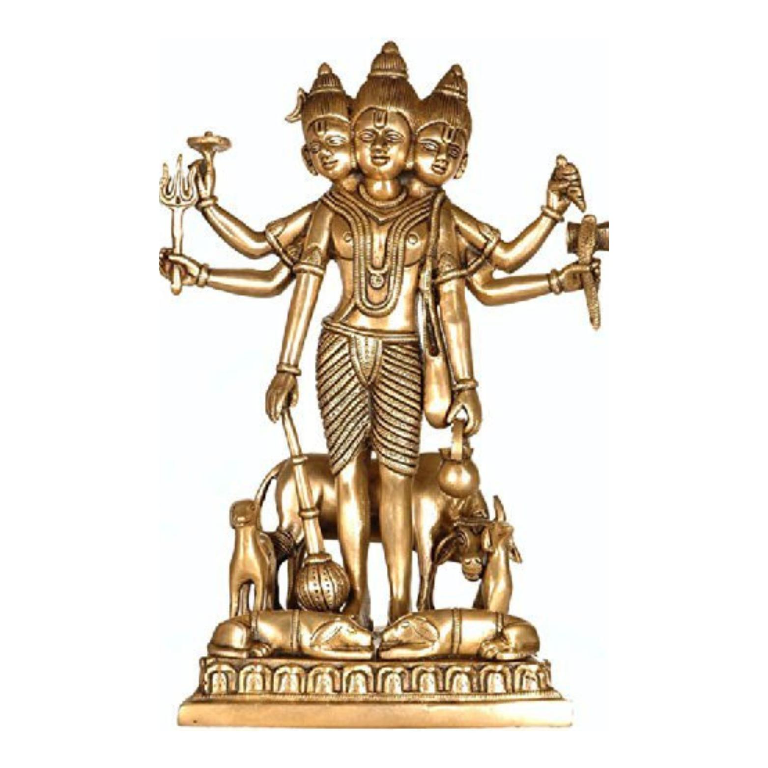 

Ідол для Пуджі Шрі Гуру Даттатрея з Аштадхату, Старовинний Латунний Ідол для Пуджі - 5 см