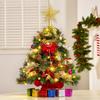 JOIEDOMI 24"/2FT Pre-lit Tree with Artificial Christmas Tabletop Tree Includes Star Topper Ornaments for Indoor Xmas Decor