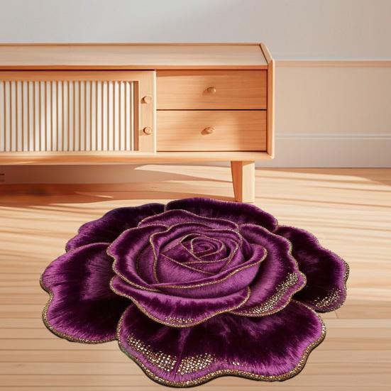 3D Floral Bath Mat Realistic Flower Shaped Floor Mat Non-Slip Absorbent Bathroom Rug for Entrance Living Room Bedroom