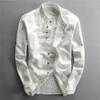 Spring Men's Casual Linen Shirt Retro Chinese Style Thin Stand-up Collar Slim Cotton And Linen Shirt