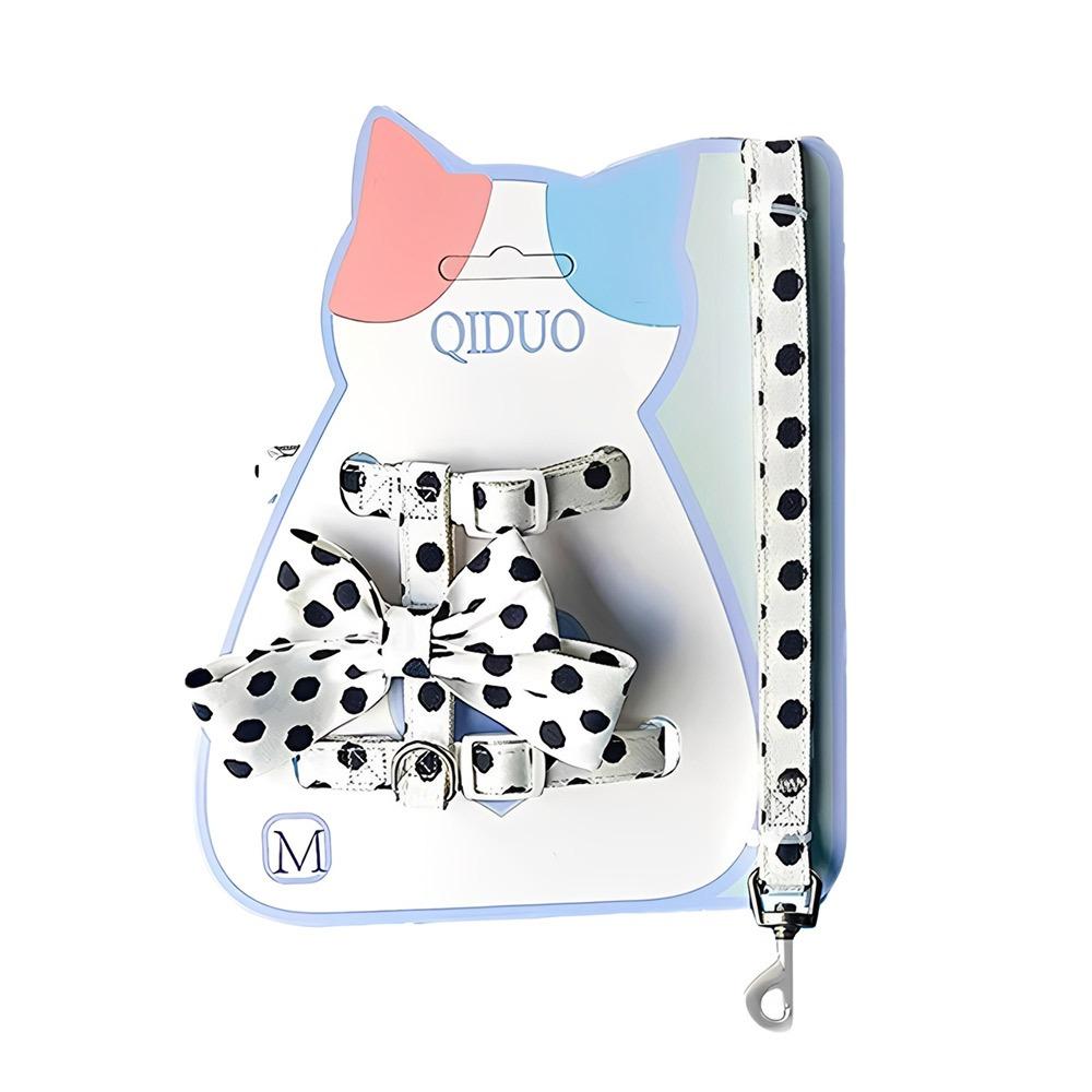 Polka Dot Pet Vest Harness Bowknot Puppy Collar Leash Cute Pet Traction Rope  Pet