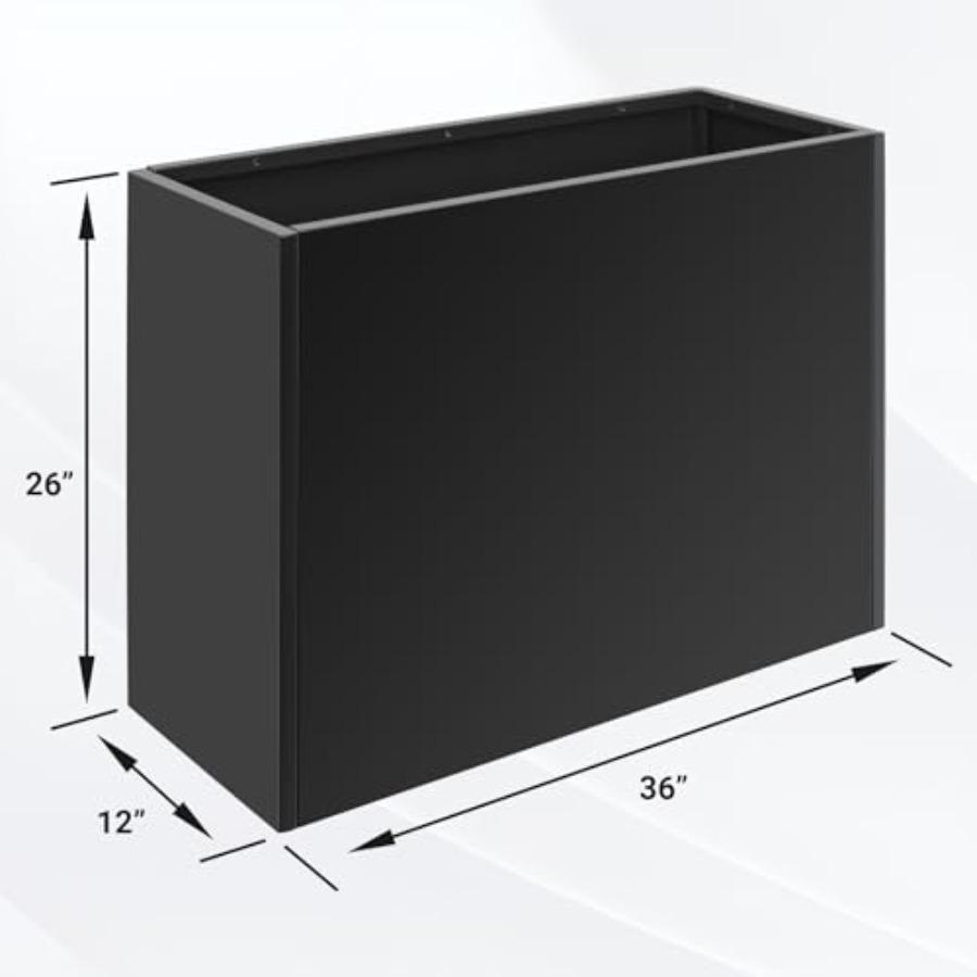 36 Metal Planter Box Large Rectangular Window Box with Drainage Holes Rust-Proof Coating Modern Outdoor/Indoor Flower Box for B