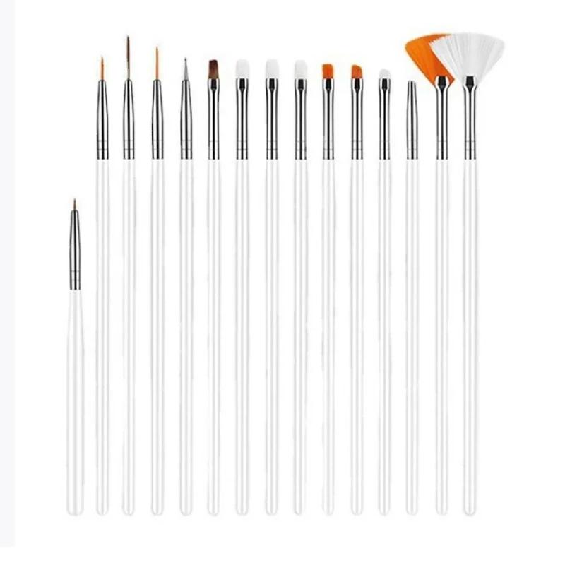 15Pcs Nail Art Pen Brushes Set Multifunctional Line Stripes Carving Brush DIY Drawing Pen UV Gel Brushes Painting Manicure Tool