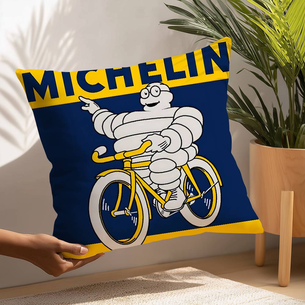 M-MichelinS T-Tyres Pillow Case Plush Fabric Soft  Pillowcase Double Sided Print Cushion Cover Household Gifts