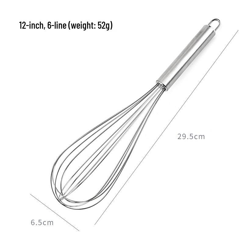 8", 10", 12" Stainless Steel Manual Egg Whisk - Multi-purpose Handheld Beater for Cream and Egg White Mixing