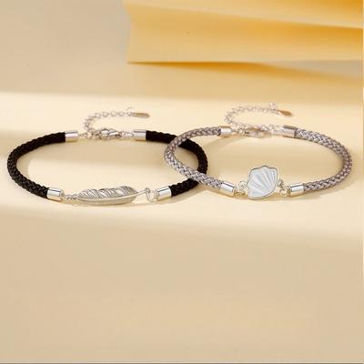 Feder Du Eine Muschel Partnerarmband Ein Paar Jungen und Mädchen Design Sinn Nische Handseil Geburtstagsgeschenk