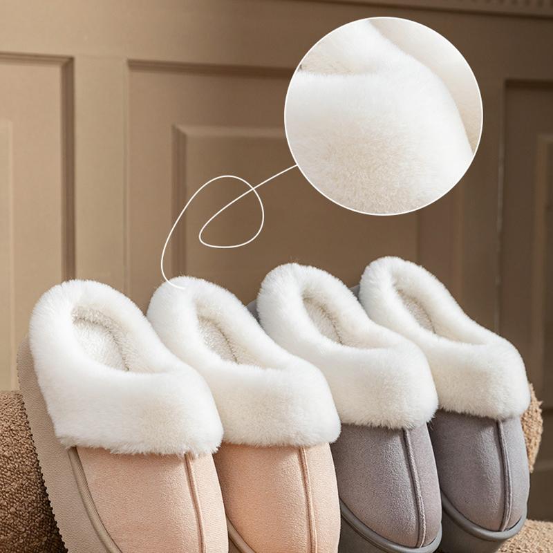 Plush Slippers 4cm Platform Sole Non-Slip Indoor Outdoor Warm House Shoes Unisex Winter Home Comfort Fur Lined
