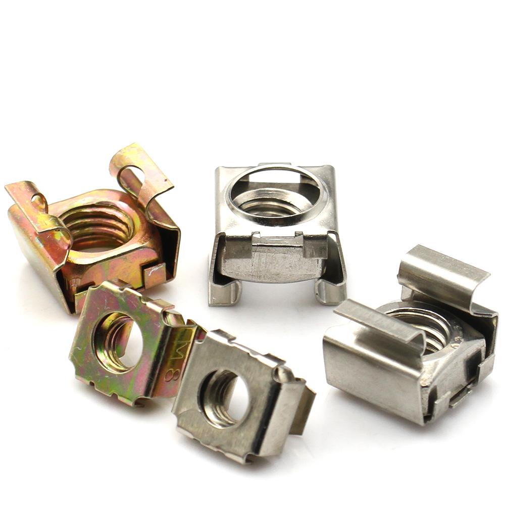 2-10pcs 304 Stainless Steel Zinc Plated Nickel Cage Clip Nuts Square Sheet Metal M4 M5 M6 M8 M10 M12 Cabinet Floating Clip Nut