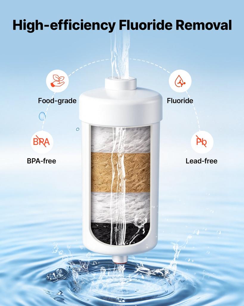 Gravity-fed Water Filter System, 8.52L 304 Stainless-Steel Countertop Water Filtration System, Reduces Lead and Up To 99% of Chlorine, W/ 2 Carbon