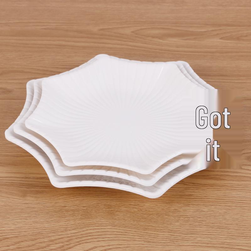 Thickened Melamine Porcelain-Look Plate for Seafood, Buffet, Hot Pot, and Banquet Dishes
