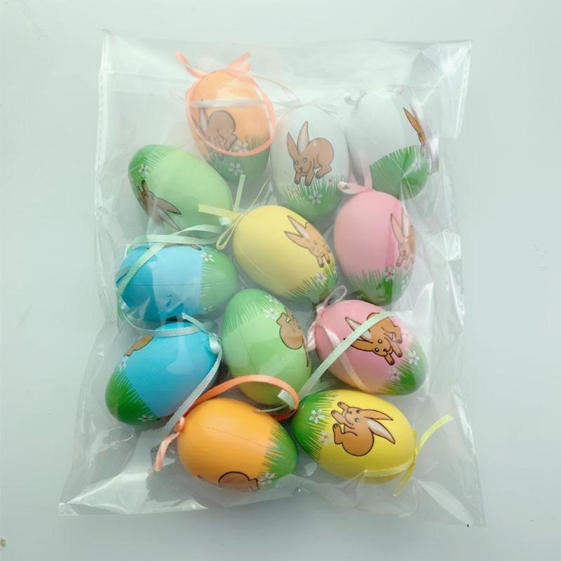 12Pcs Easter Colorful Eggs Handmade Art Ornament Decorative Crafts Supplies for Children Adults DIY Photo Props
