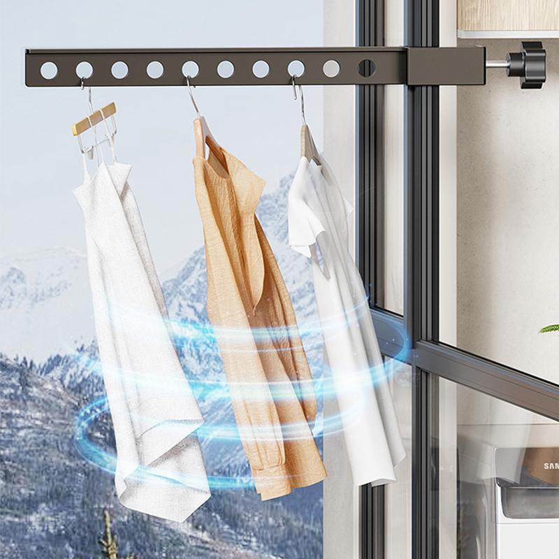 Foldable Rotatable Black Clothes Rack Clothes Hangers Wall Mounted Hanger Drying Rack Spacesaving Aluminum Clothes Organization