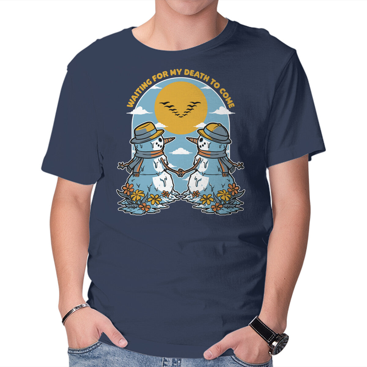 Unisex Crew Neck T-Shirt Snowman Irony Spring Graphic Short Sleeve Casual Tee XL