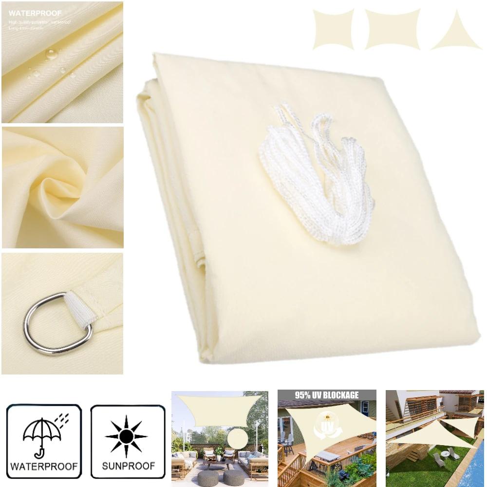 Waterproof Sun Shade Sails 10 Sizes Sand/Grey/Beige UV Block Canopy Sunshade Cloth for Outdoor Garden Patio Beach Awning Shelter