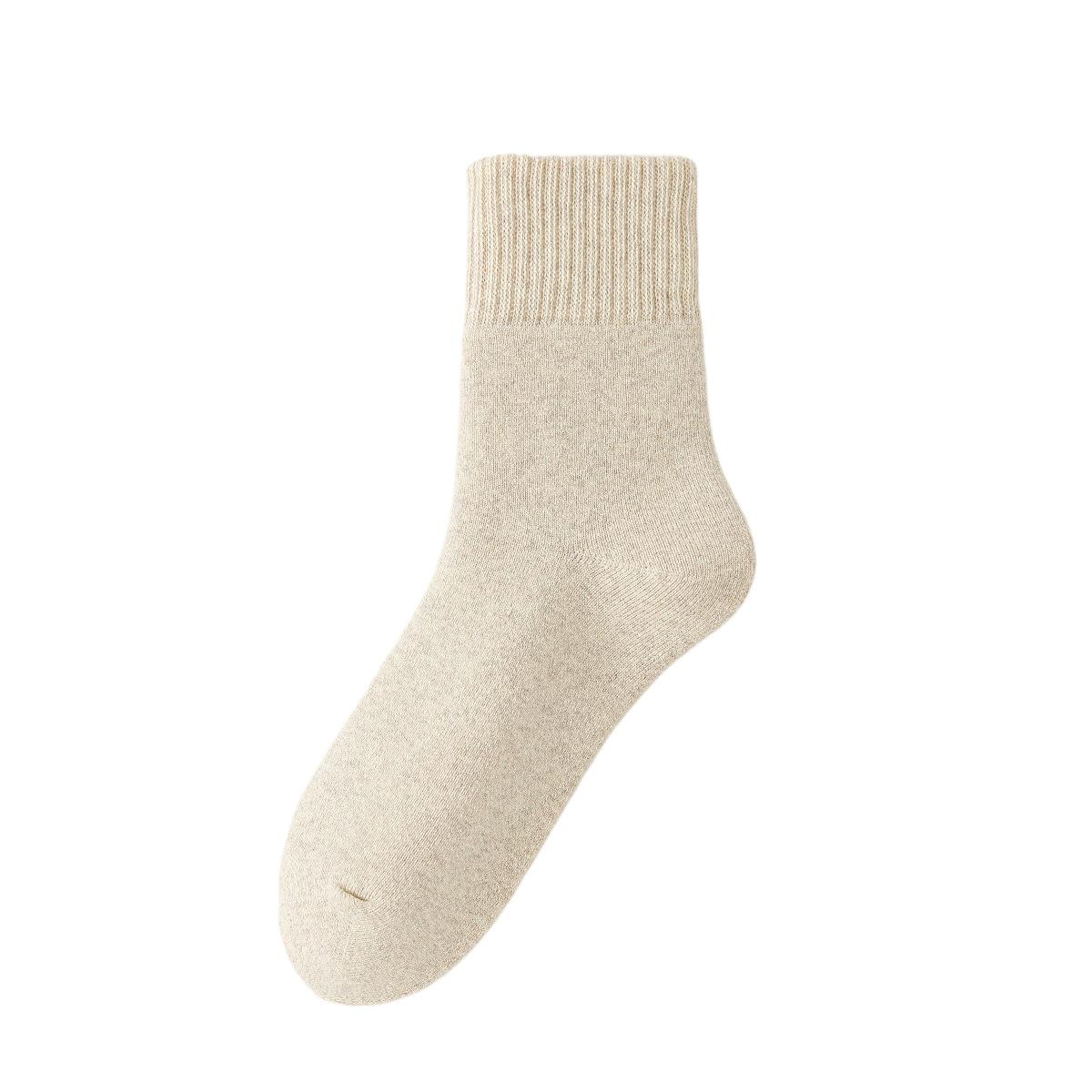 Ladies  Casual  Color Mid Tube Socks, Warm Socks One Size бежевый