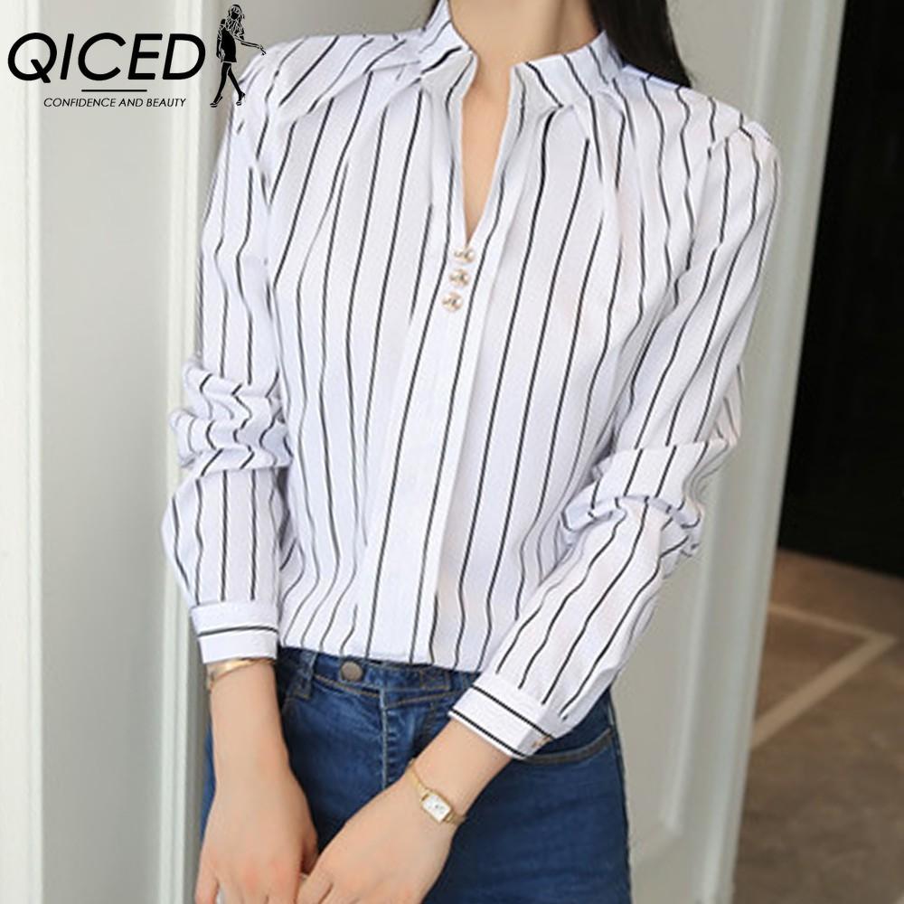 

QICED Женские модные повседневные блузки и рубашки с длинным рукавом и воротником ПОЛО XXL