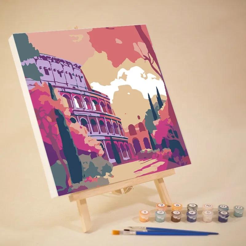 

Фотокартины по номерам, набор для рисования пейзажами, холст, картина маслом, ручная роспись для взрослых, домашний декор, новый 20x20cm