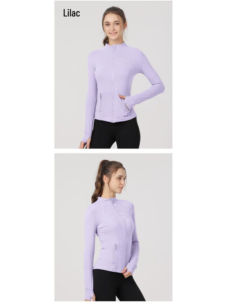 Damen Slim-Fit Doppelseitig Gebürstete Yoga-Jacke