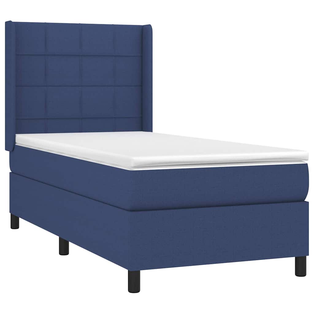 Box Spring Bed with Mattress Blue 100x200 cm Fabric