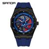 Sanda Men's Waterproof Alloy Car Wheel Design Silicone Wristwatch