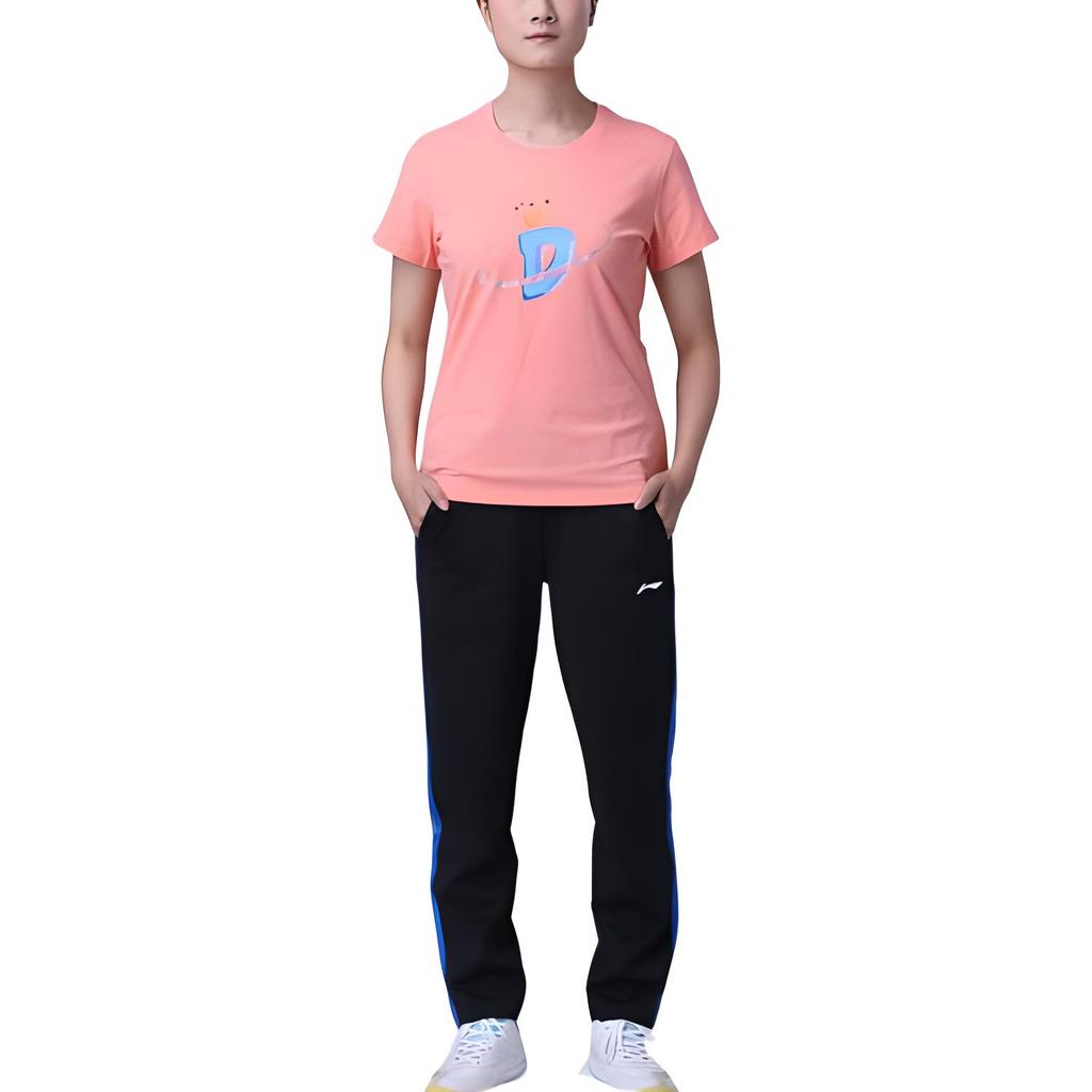 Lining Spring/Summer 2022 Quick-Drying Sports Print Round Neck Short Sleeve T-Shirt Unisex Tops Fluorescent-Light-Orange AHSS447-1