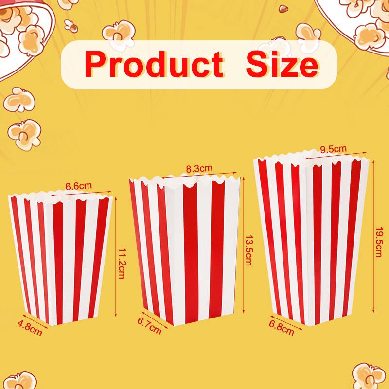 20/50pcs Popcorn Box Buckets Fries Cup Movie Night Kids Birthday Party Favors Snack Container Bag Wedding Christmas Supplies