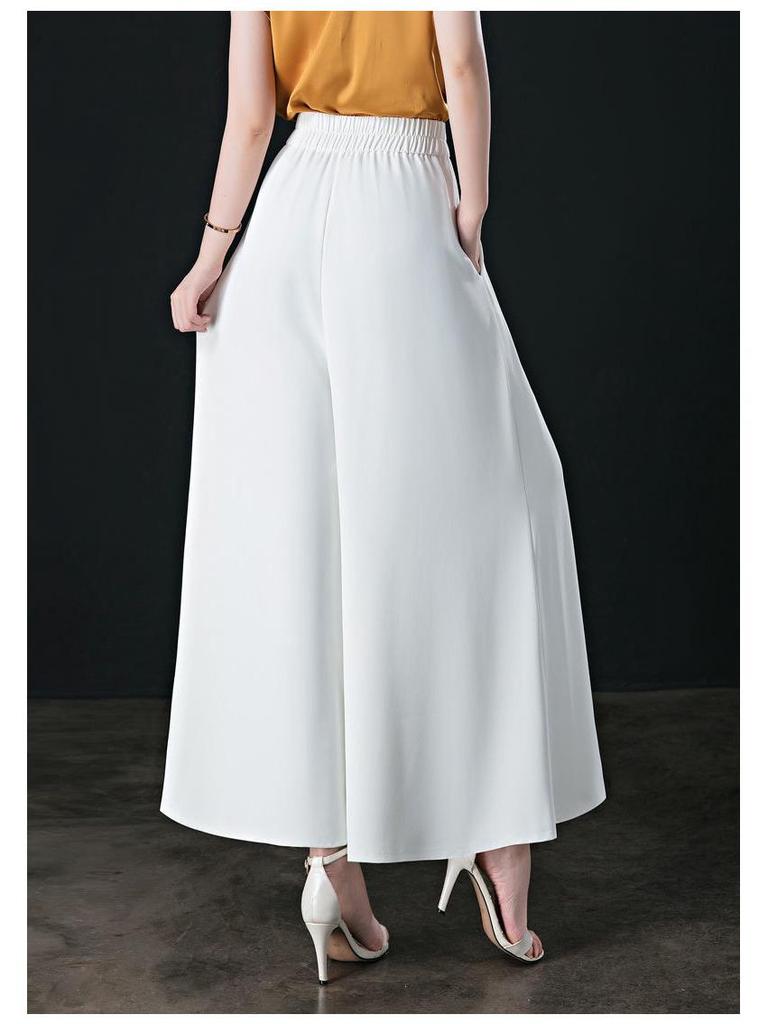 2024 Women's High Waist Wide Leg Nine-Point Skirt Pants - Spring/Summer Slimming Casual Swing Fit
