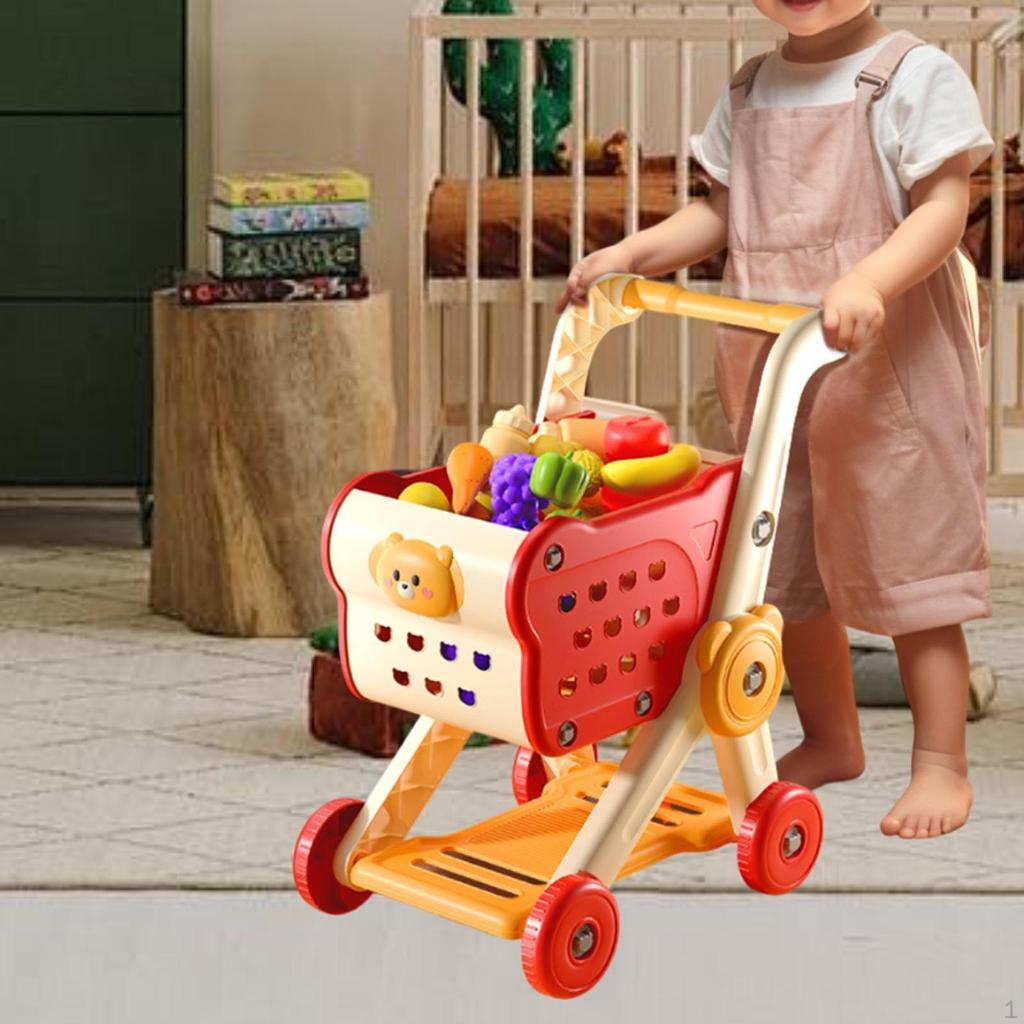 Dětský nákupní košík Hračka Nákupní vozíky Zábavné, rané vzdělávací, supermarket ruční vozík Hraní s vozíkem