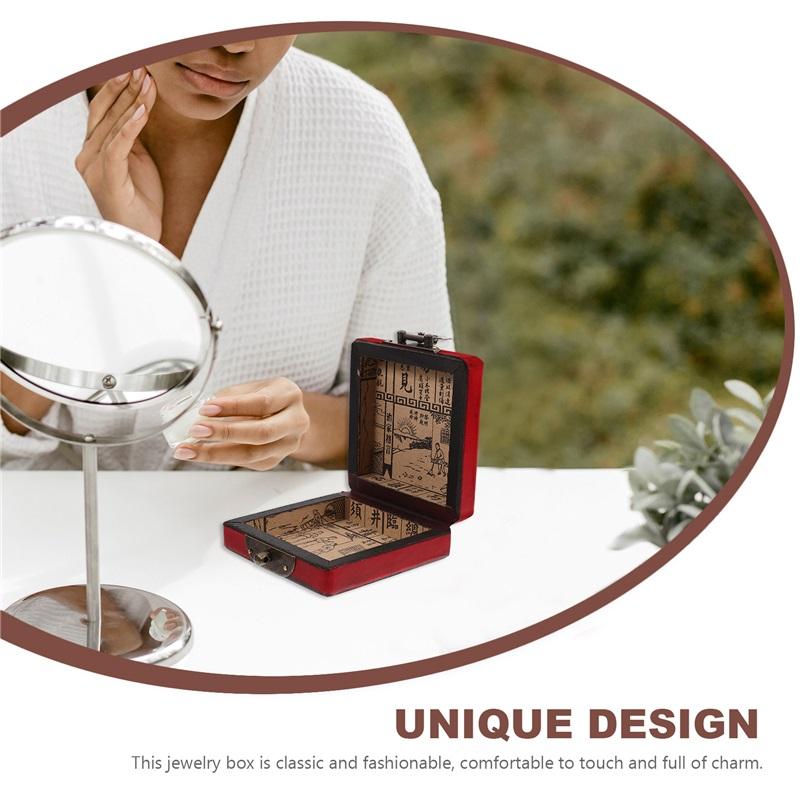 Vintage Wooden Keepsake Boxes Jewelry Box Decorative Storage Chinese Trinket Box Ring Holder Earring ganizer Wooden Boxes For