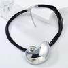 Trendy Metal Conch Pendant Necklace with PU Leather Rope Chain Adjustable Neckchain for Women Girls Fashion Jewelry