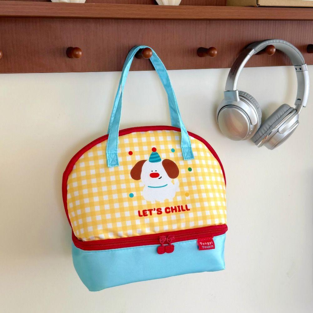 Large Capacity Korean Style Handbag Lightweight Small Tote Bag Cartoon Cat Lunch Bag Makeup Bag