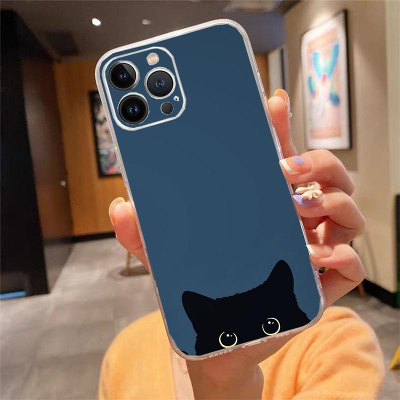 Phone Case For iphone 17ProMax Air 16 15 14 13 Pro Max 15 16 Pro 15Plus Cartoon black cat