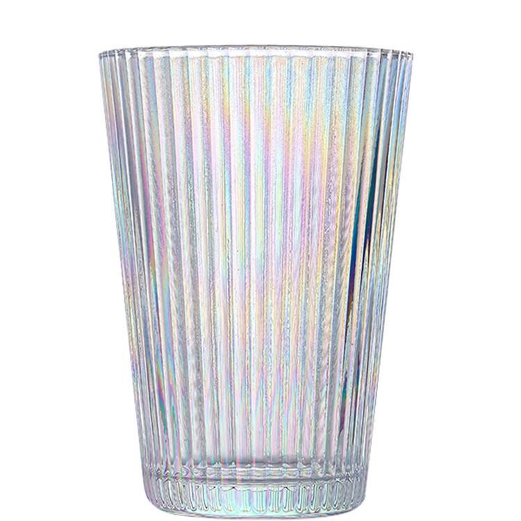 Dazzling Raindrop Glass Cup - Vertical Stripe, Heat-Resistant, Transparent, Thickened, Ins Style.