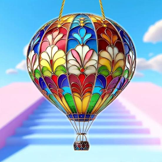 Hot Air Balloon Decoration 2D Flat Acrylic Pendant Colorful Hot Air