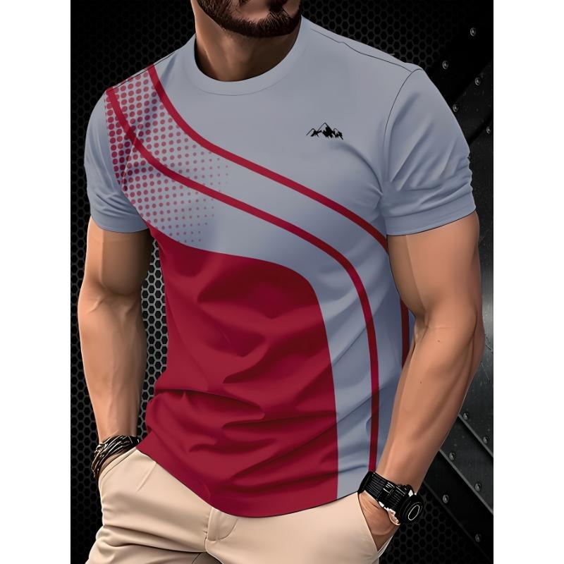 Men's Fashion Digital Printed Short Sleeved T-shirt Casual