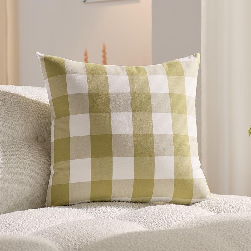 Spring Plaid Pillowcase B&B Office Core-free Backrest Small Fresh Pillow Single Student Dormitory Pillowcase