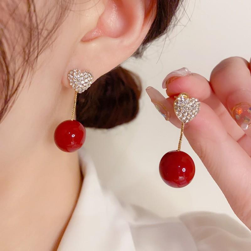 Pearl-set Diamond Love Earrings, Korean Fashion One, Two-wear Temperament Elegant Earrings for Women