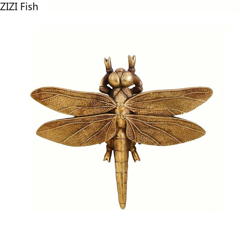 Goldene Libelle Wandbehang Ornamente Wohnzimmer Dekoration Wandhintergrund Display Insektenskulptur Wandmontierte Dekorationen