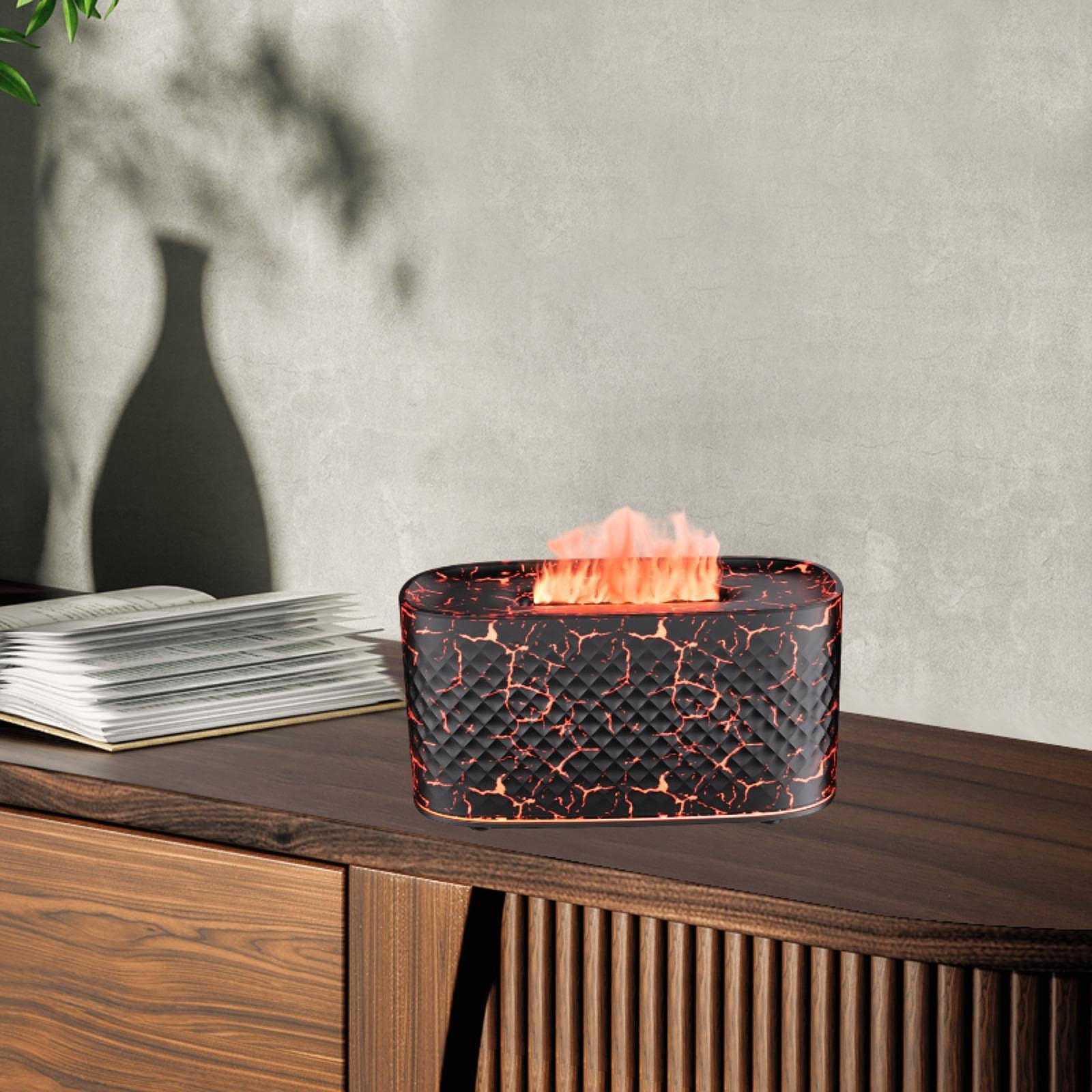 

Увлажнитель воздуха Flame 2 режима Fire Автоматическое выключение 160 мл светодиодные фонари Эфирное масло диффузор Black