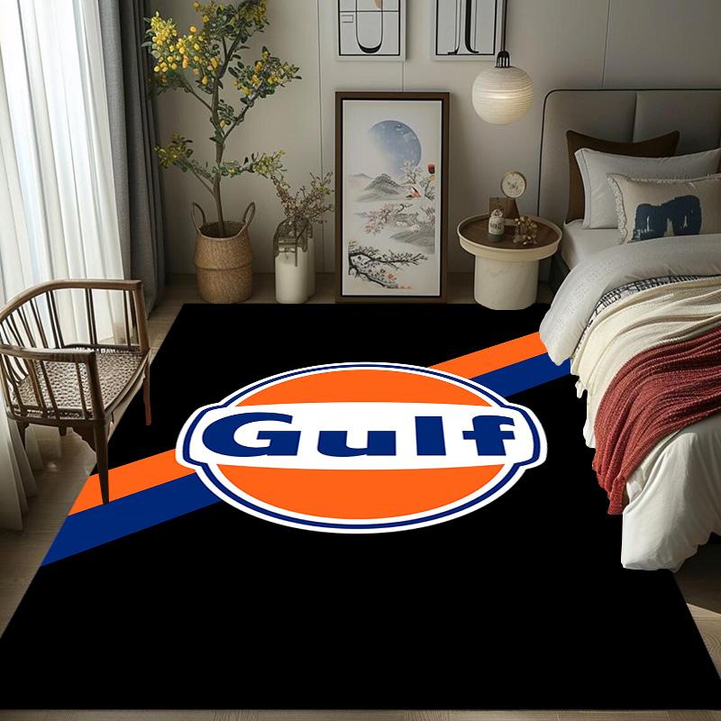 Tappeto con logo Gulf per soggiorno e camera da letto, tappetini per pavimenti, tappetino da bagno artistico, alla moda