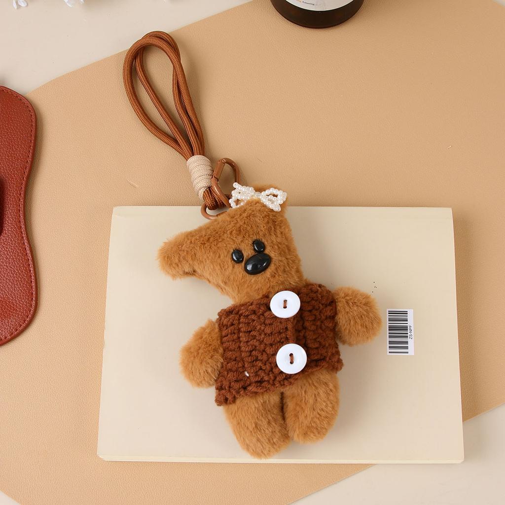 Cute Plush Puppy Bow Pendant Accessories Ins Wind Five-pointed Star Braided Rope Bag Pendant Keychain