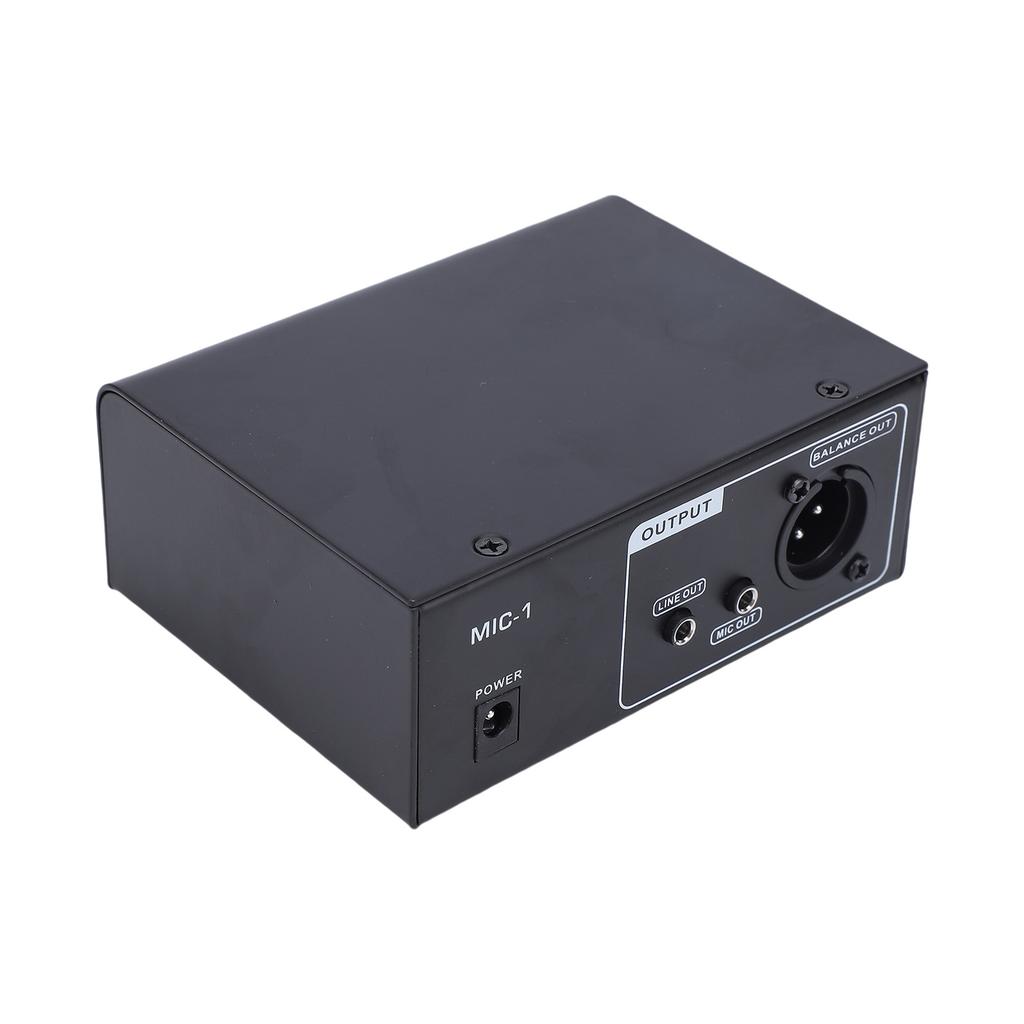 Microphone Preamplifier 1 Channel XLR Mic Preamp Adjustable Gain Balanced Phantom Power Low Noise Metal Shell