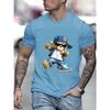 Men's Summer 100 Cotton Fashionable Casual Sports Loose Large Cartoon Cool Bear Pattern Printed Round Neck Short Sleeve T-shirt
